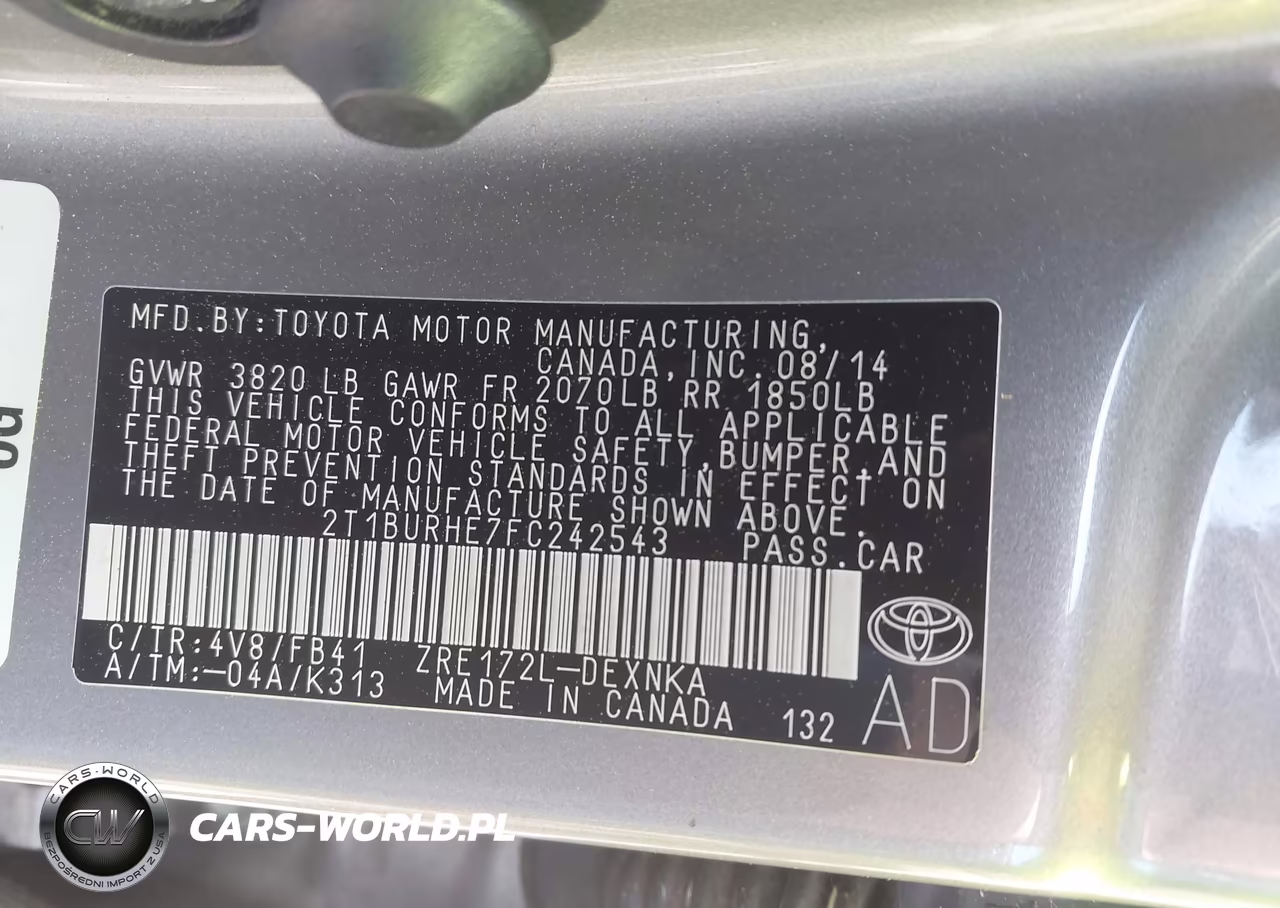 2015 Toyota Corolla Le VIN:2T1BURHE7FC242543 - 9