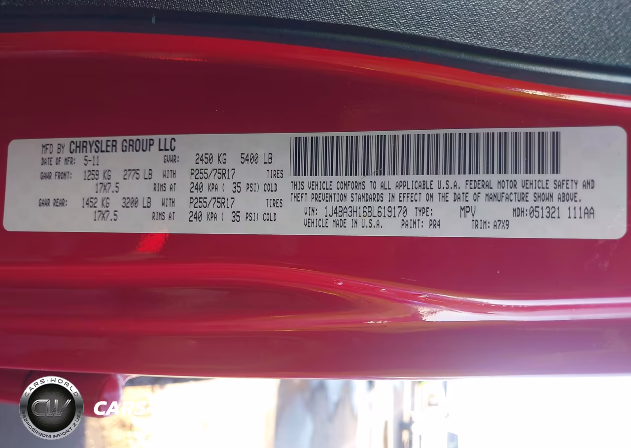 2011 Jeep Wrangler Unlimited Sport VIN:1J4BA3H16BL619170 - 9