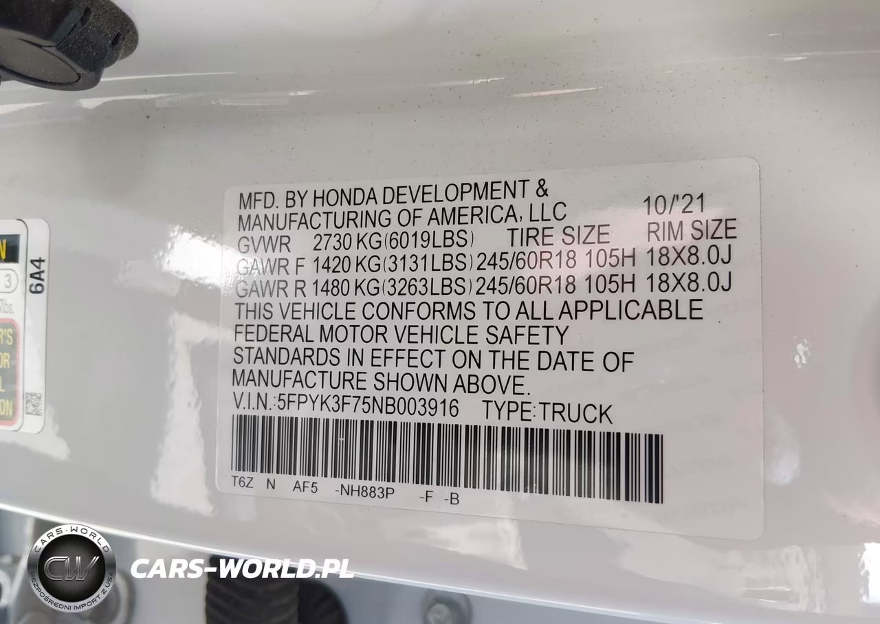 2022 Honda Ridgeline Rtl-E VIN:5FPYK3F75NB003916 - 9
