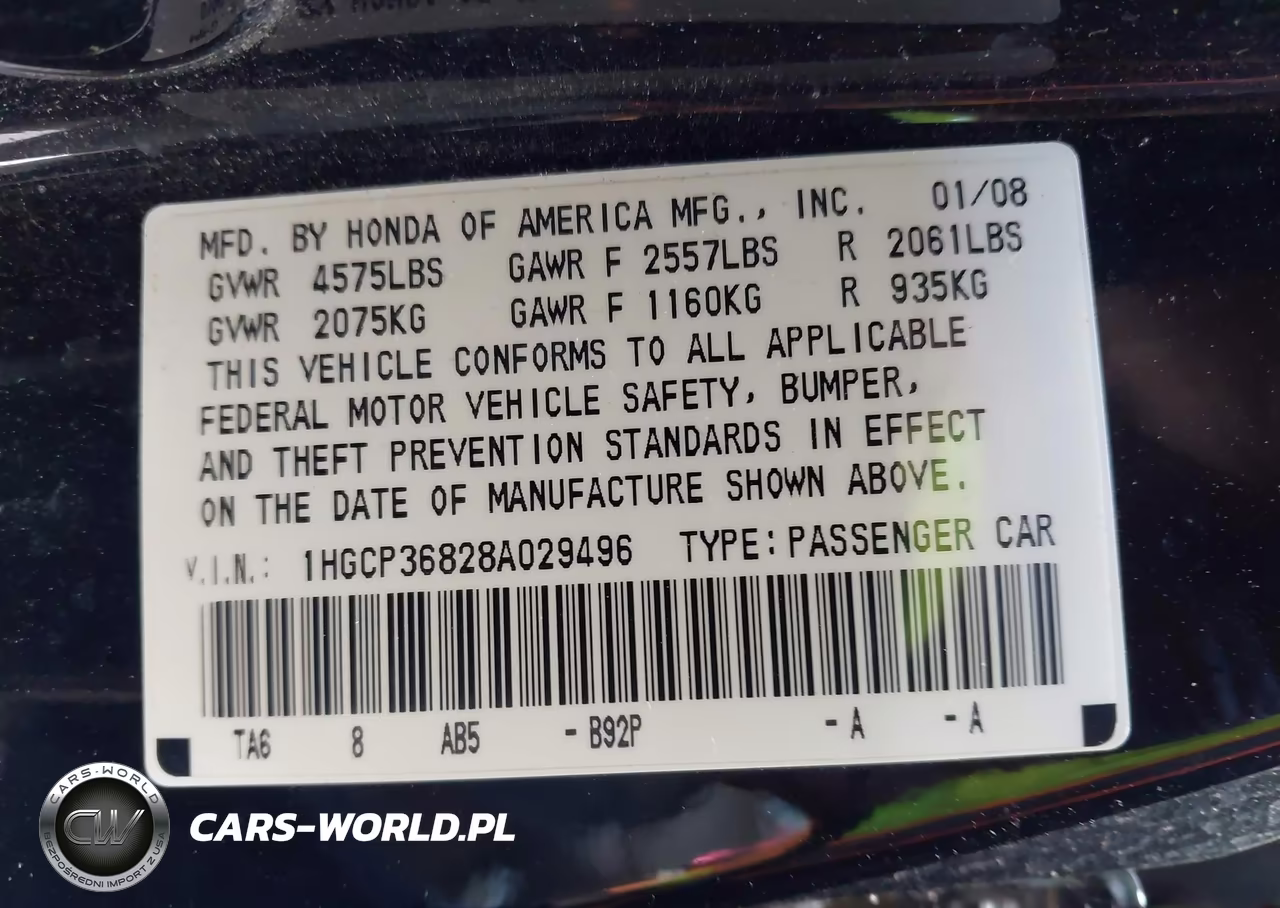 2008 Honda Accord 3.5 Ex-L VIN:1HGCP36828A029496 - 9
