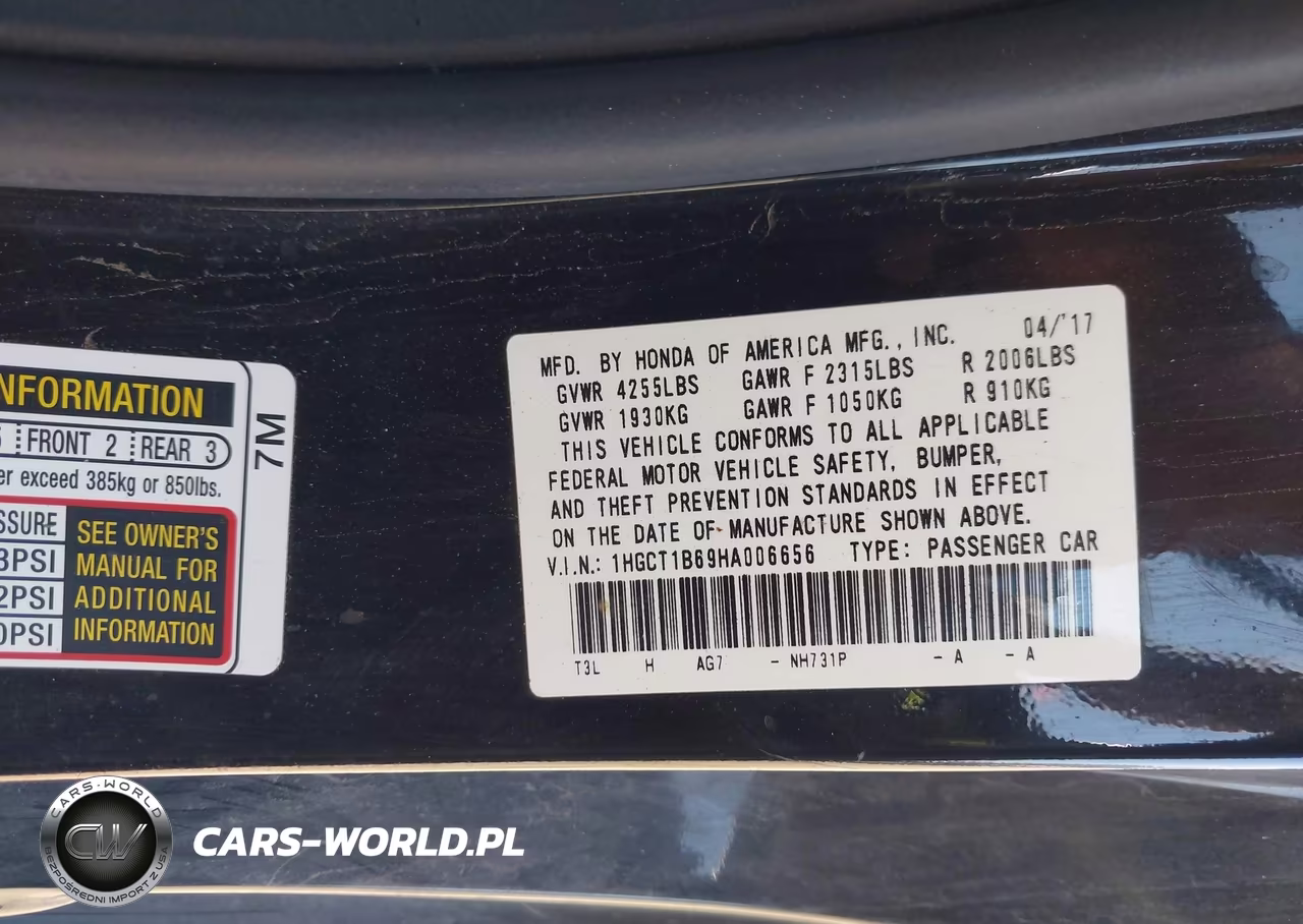 2017 Honda Accord Ex-L VIN:1HGCT1B69HA006656 - 9