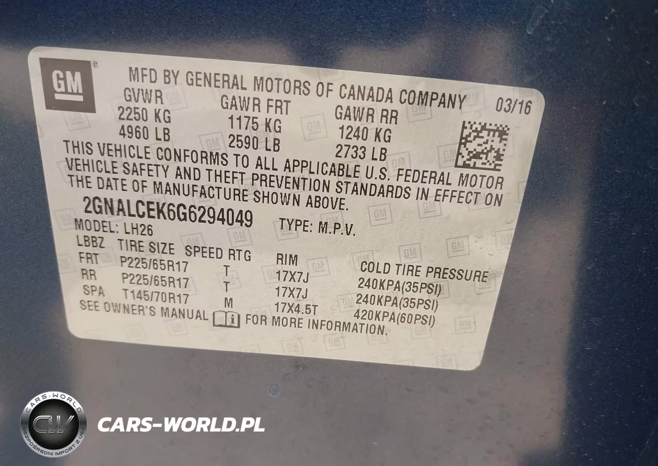 2016 Chevrolet Equinox Lt VIN:2GNALCEK6G6294049 - 9