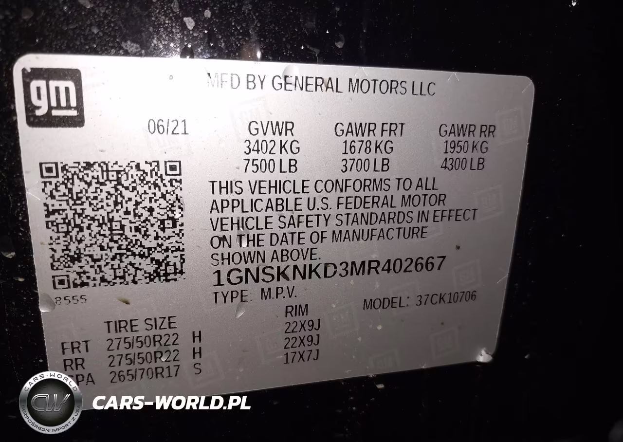 2021 Chevrolet Tahoe 4Wd Lt VIN:1GNSKNKD3MR402667 - 9