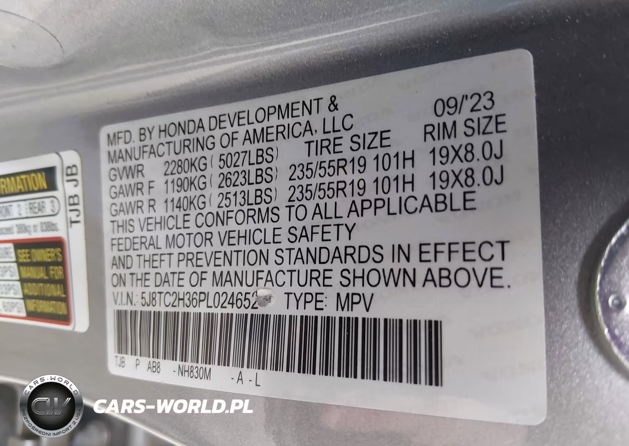 2023 Acura Rdx Standard VIN:5J8TC2H36PL024652 - 9