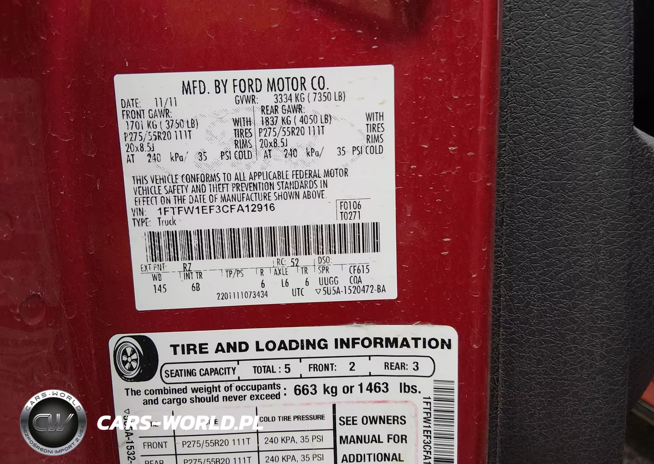 2012 Ford F-150 Fx4 VIN:1FTFW1EF3CFA12916 - 9