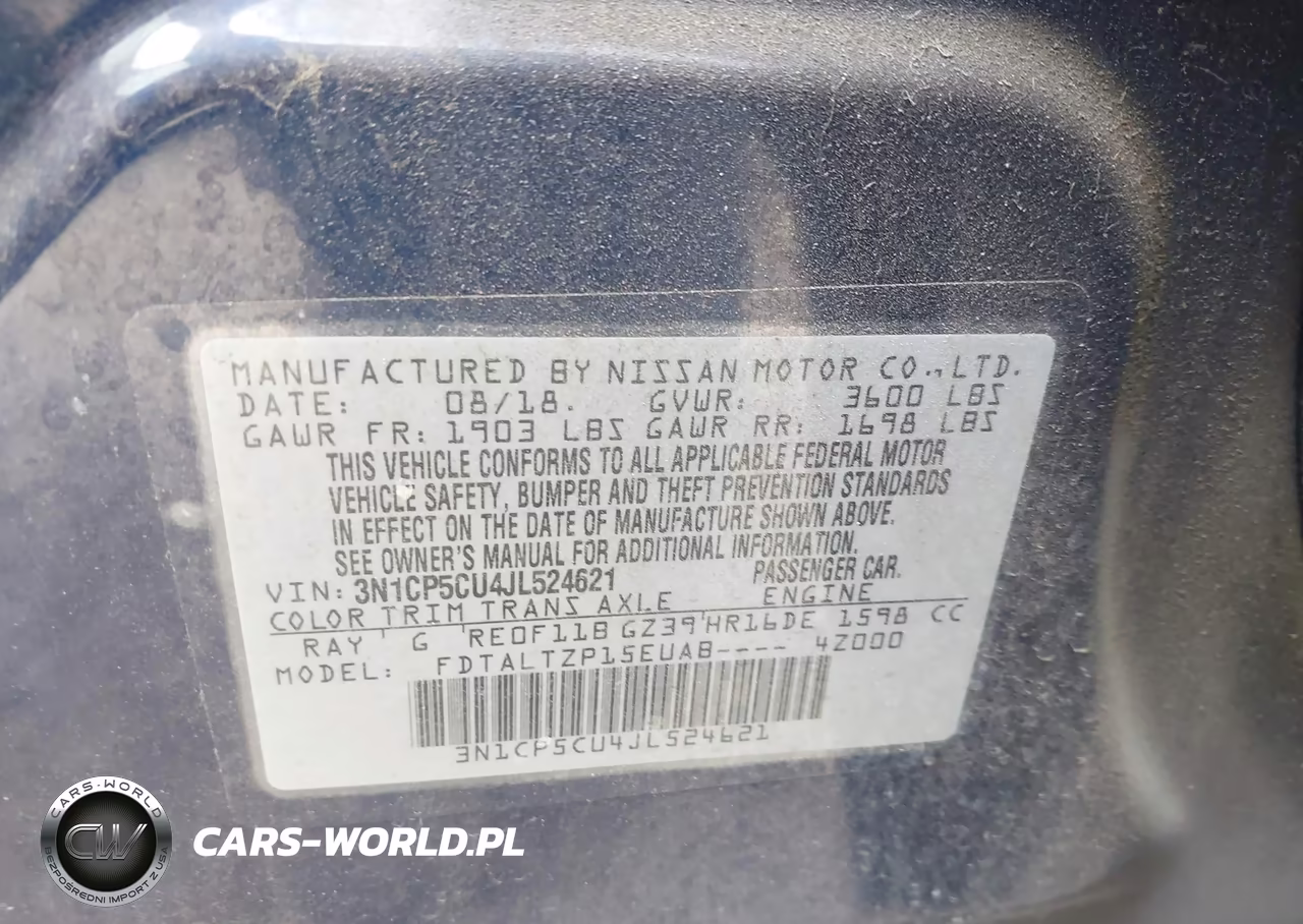 2018 Nissan Kicks Sr VIN:3N1CP5CU4JL524621 - 9
