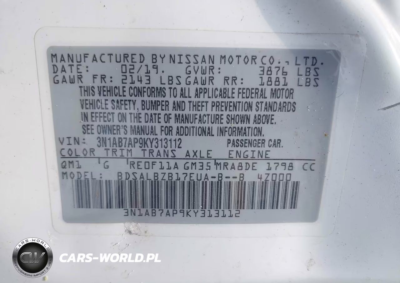 2019 Nissan Sentra S VIN:3N1AB7AP9KY313112 - 9