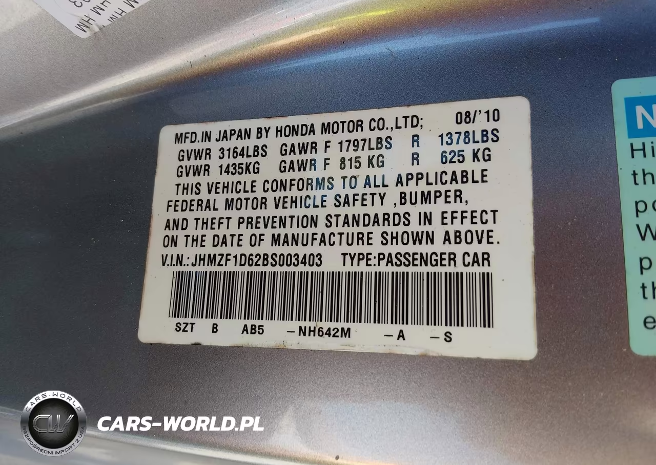 2011 Honda Cr-Z Ex VIN:JHMZF1D62BS003403 - 9