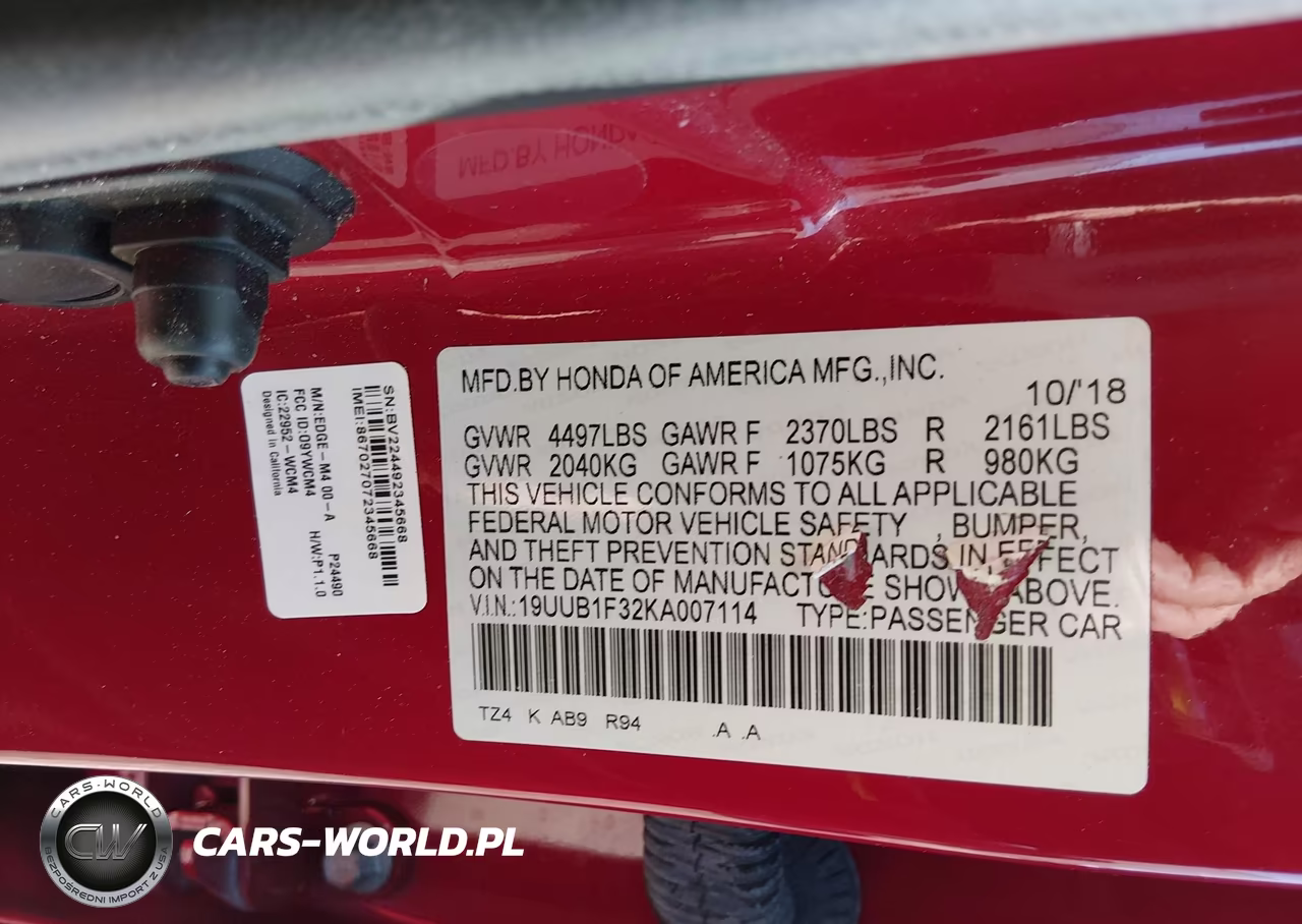 2019 Acura Tlx Standard VIN:19UUB1F32KA007114 - 9