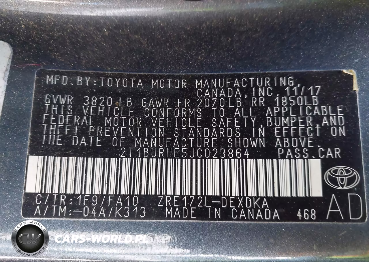 2018 Toyota Corolla L VIN:2T1BURHE5JC023864 - 9
