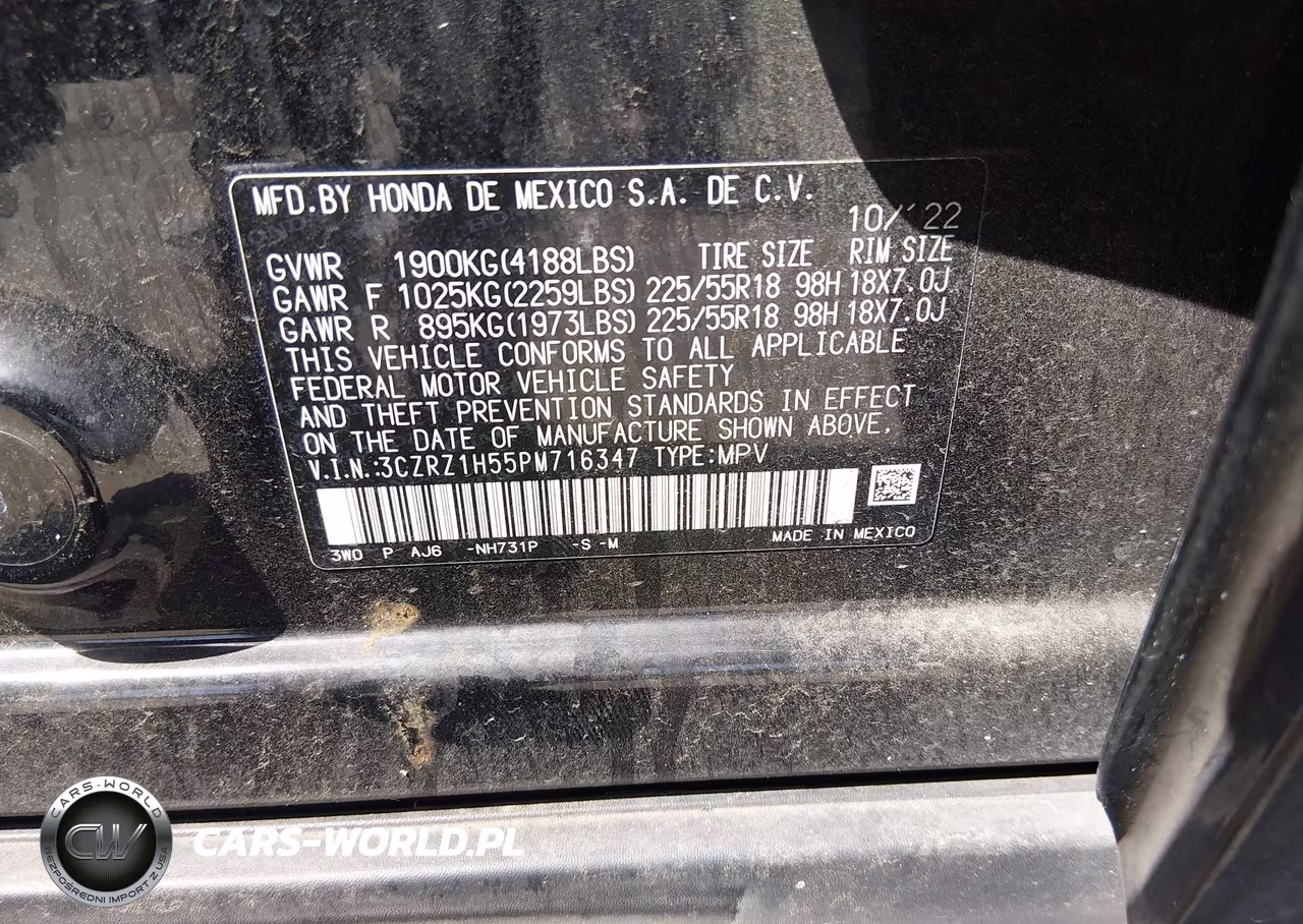 2023 Honda Hr-V 2Wd Sport VIN:3CZRZ1H55PM716347 - 9