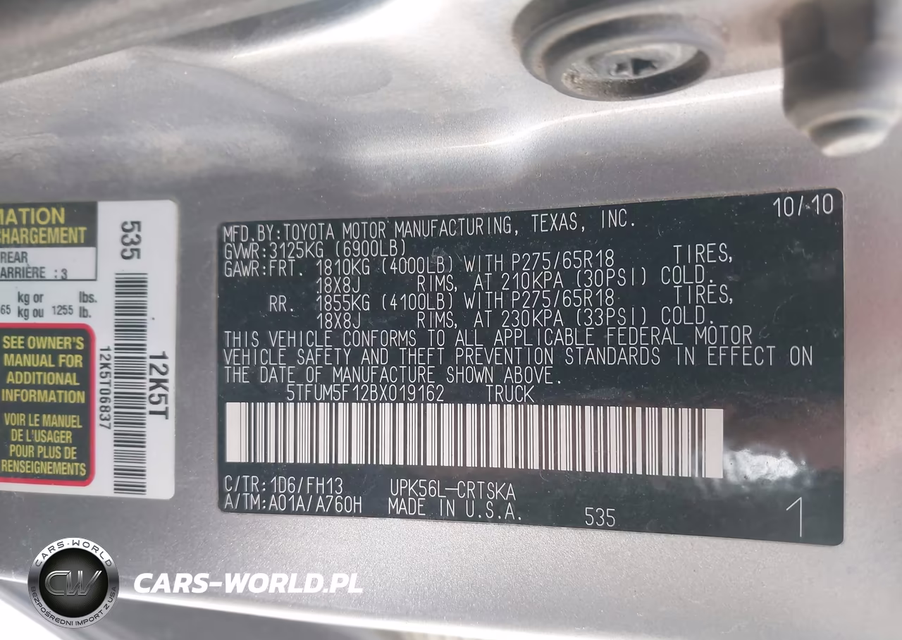 2011 Toyota Tundra Grade 4.6L V8 VIN:5TFUM5F12BX019162 - 9