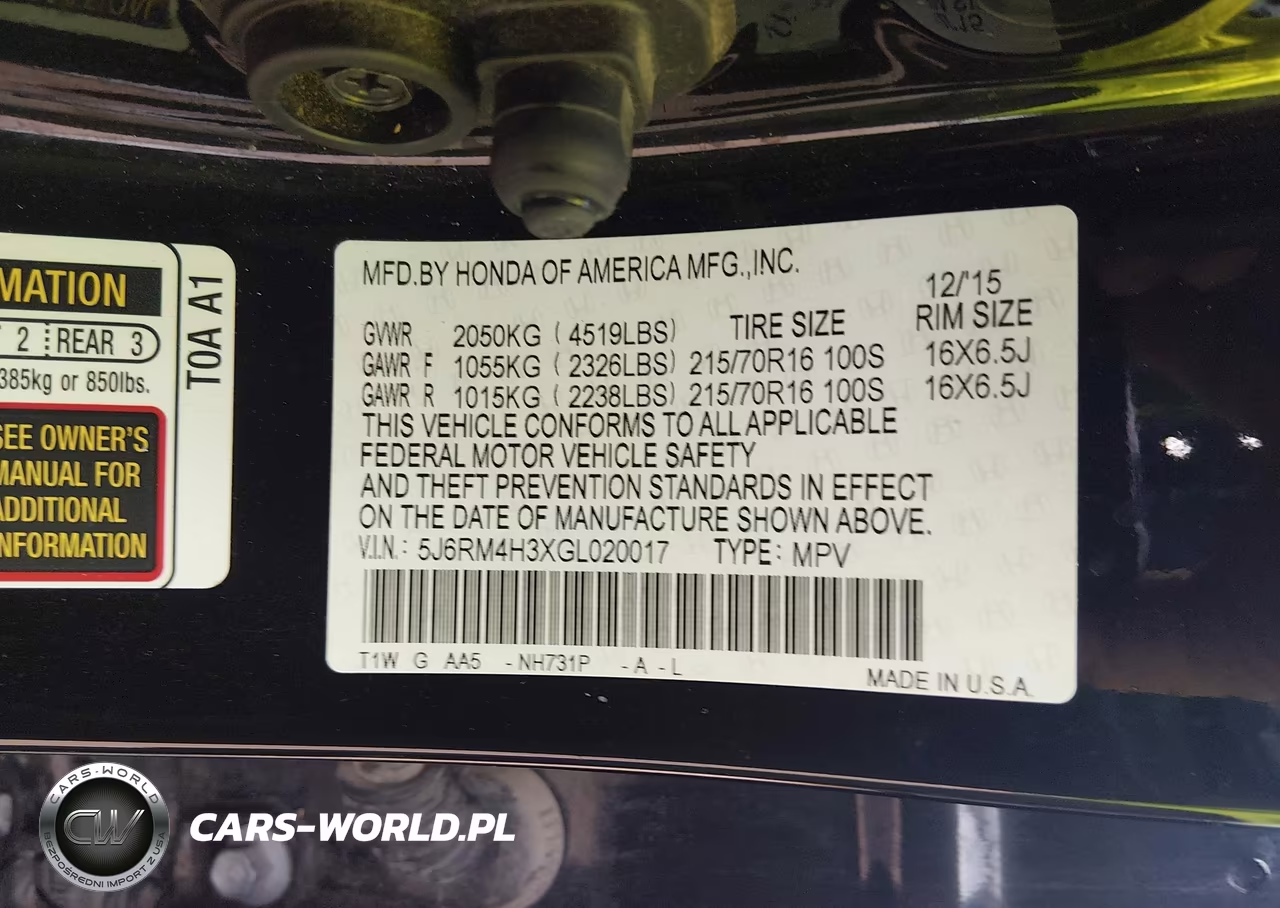 2016 Honda Cr-V Lx VIN:5J6RM4H3XGL020017 - 9