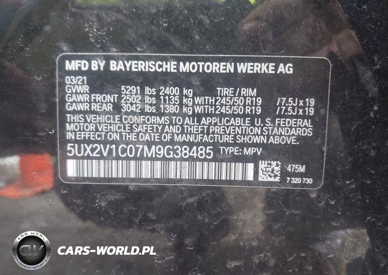 2021 BMW X4 xDrive30I VIN:5UX2V1C07M9G38485 - 9