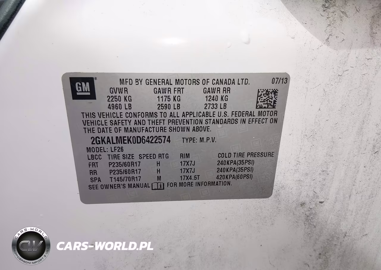 2013 GMC Terrain Sle-1 VIN:2GKALMEK0D6422574 - 9