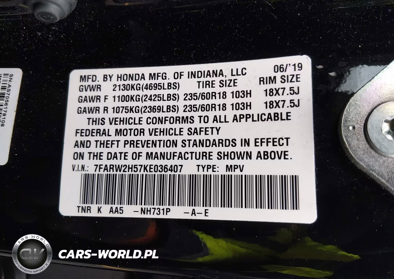 2019 Honda Cr-V Ex VIN:7FARW2H57KE036407 - 9