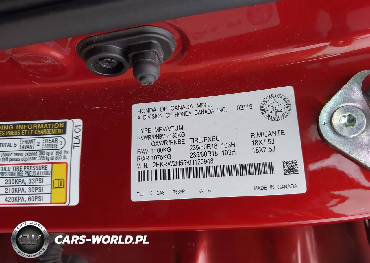 2019 Honda Cr-V Ex VIN:2HKRW2H55KH120948 - 9