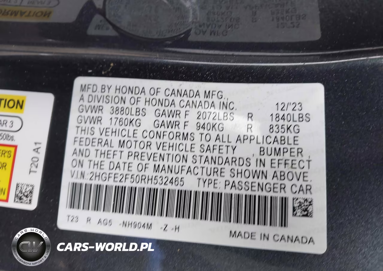 2024 Honda Civic Sport VIN:2HGFE2F50RH532465 - 9