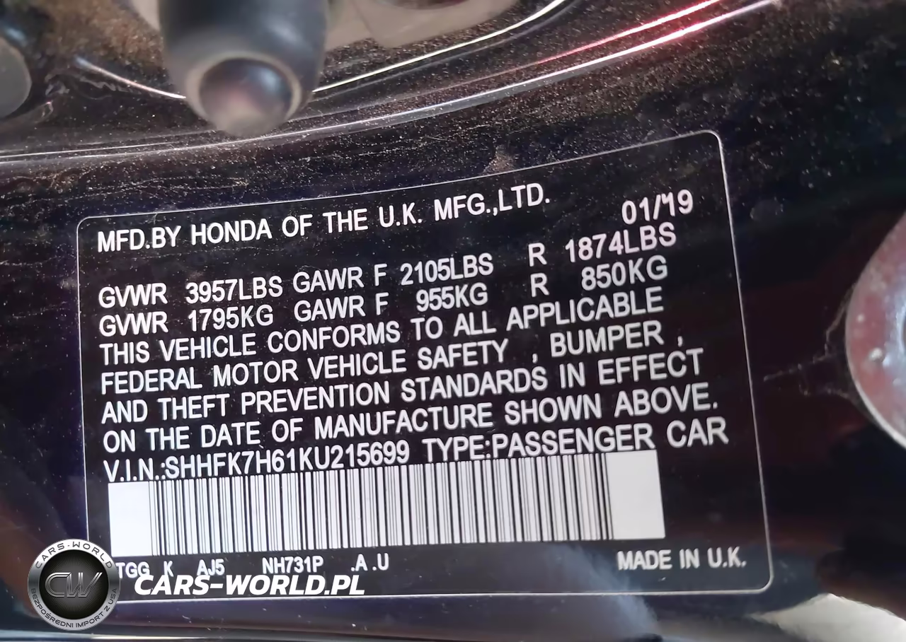 2019 Honda Civic Ex VIN:SHHFK7H61KU215699 - 9