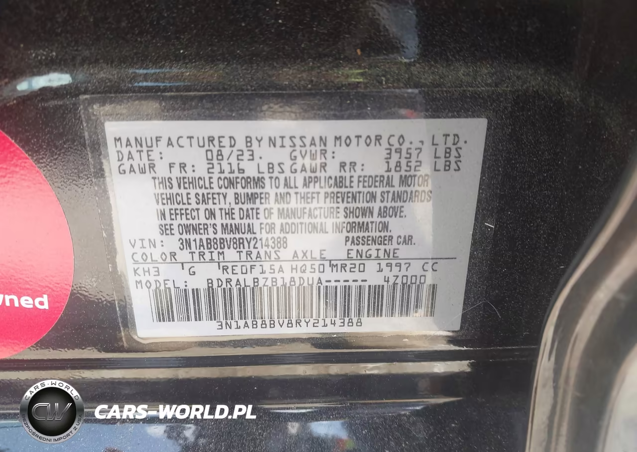 2024 Nissan Sentra S Xtronic Cvt VIN:3N1AB8BV8RY214388 - 9