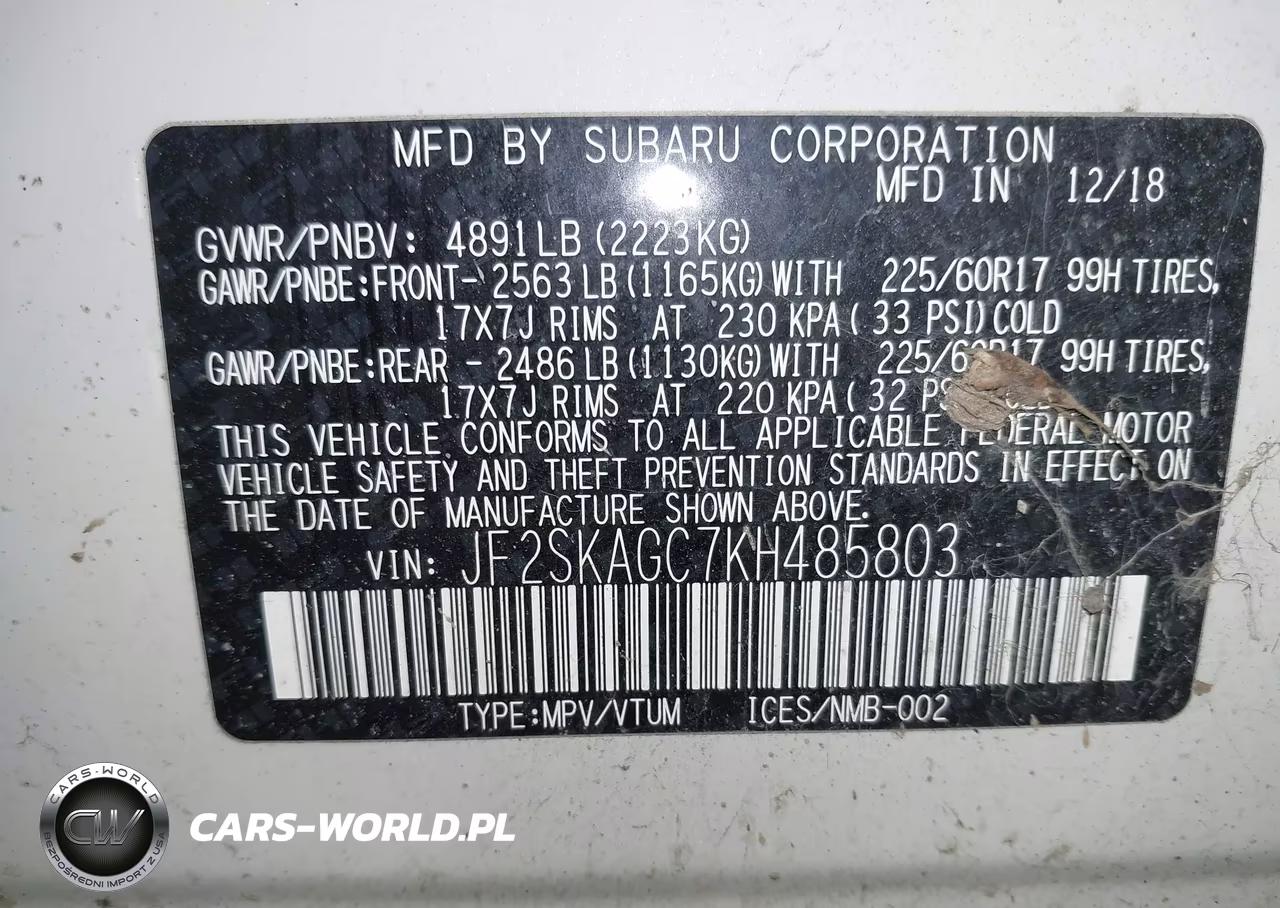 2019 Subaru Forester Premium VIN:JF2SKAGC7KH485803 - 9