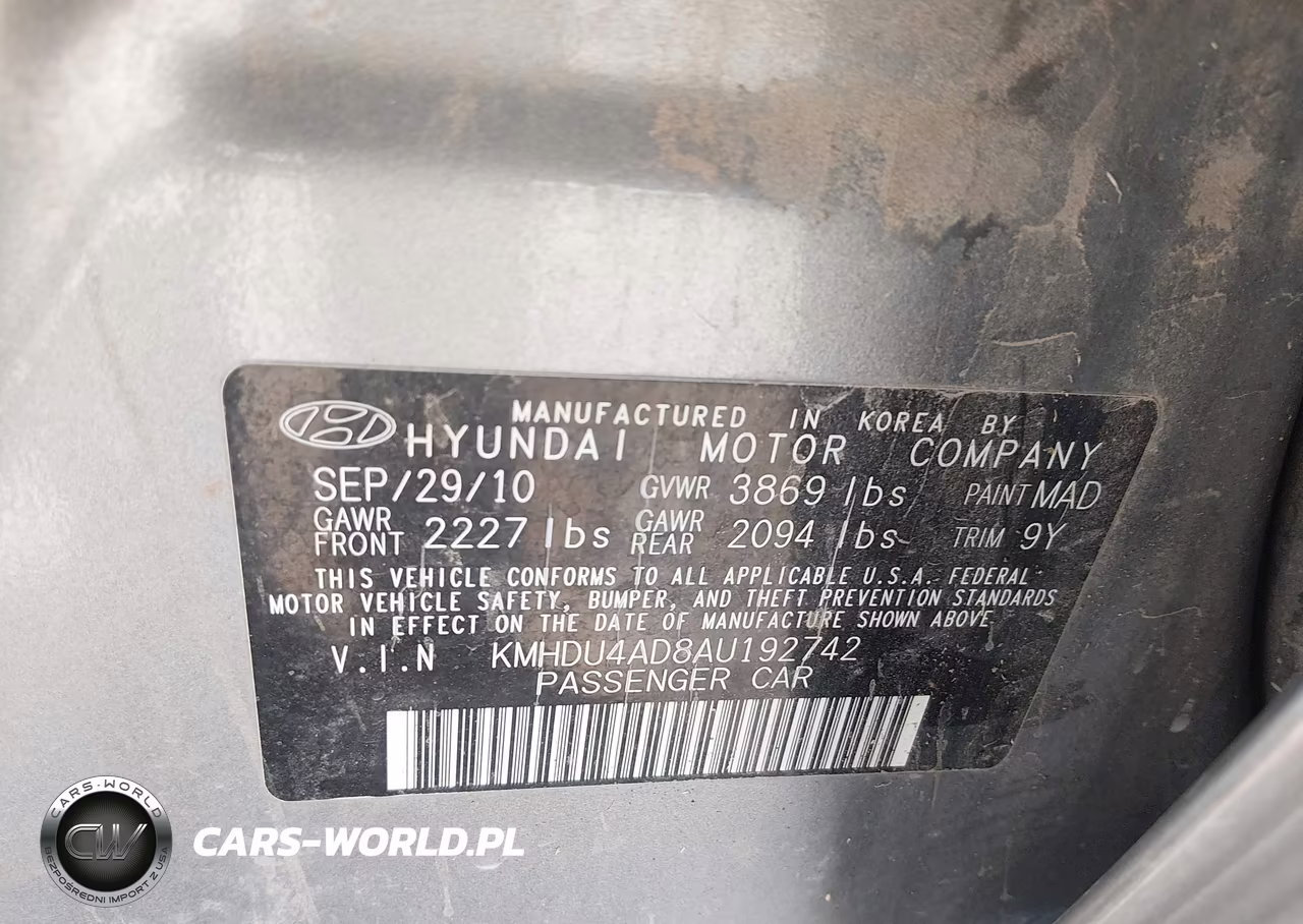 2010 Hyundai Elantra Gls VIN:KMHDU4AD8AU192742 - 9