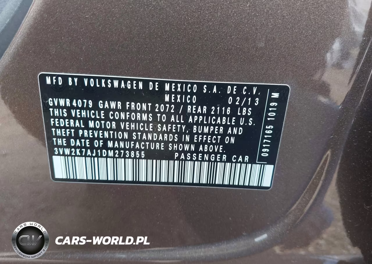 2013 Volkswagen Jetta 2.0L S VIN:3VW2K7AJ1DM273855 - 9