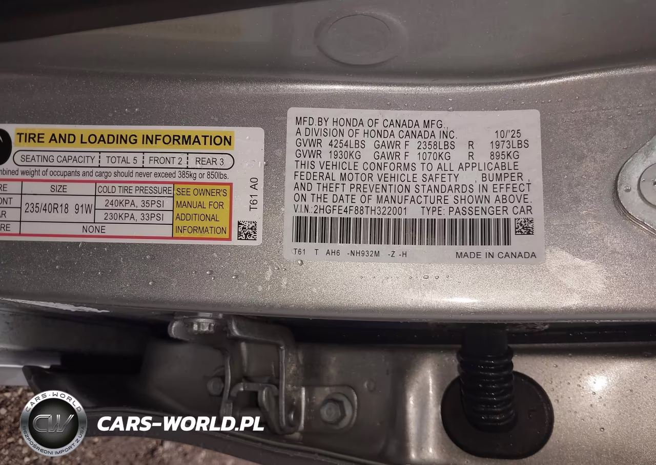 2026 Honda Civic Hybrid Sport-Sport Touring VIN:2HGFE4F88TH322001 - 9
