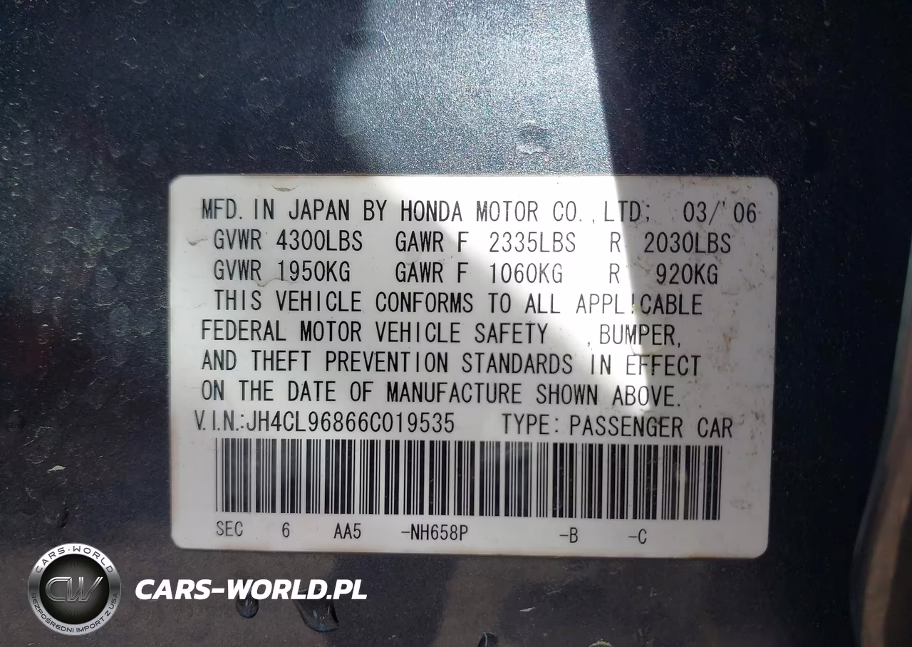 2006 Acura Tsx VIN:JH4CL96866C019535 - 9