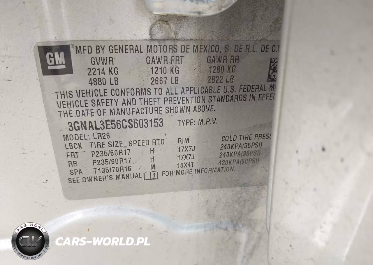 2012 Chevrolet Captiva Sport Lt VIN:3GNAL3E56CS603153 - 9