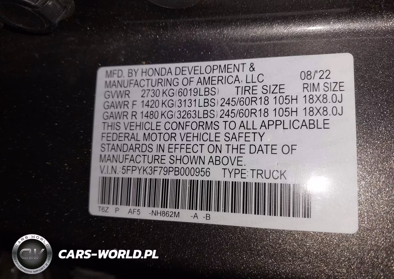 2023 Honda Ridgeline Rtl-E VIN:5FPYK3F79PB000956 - 9