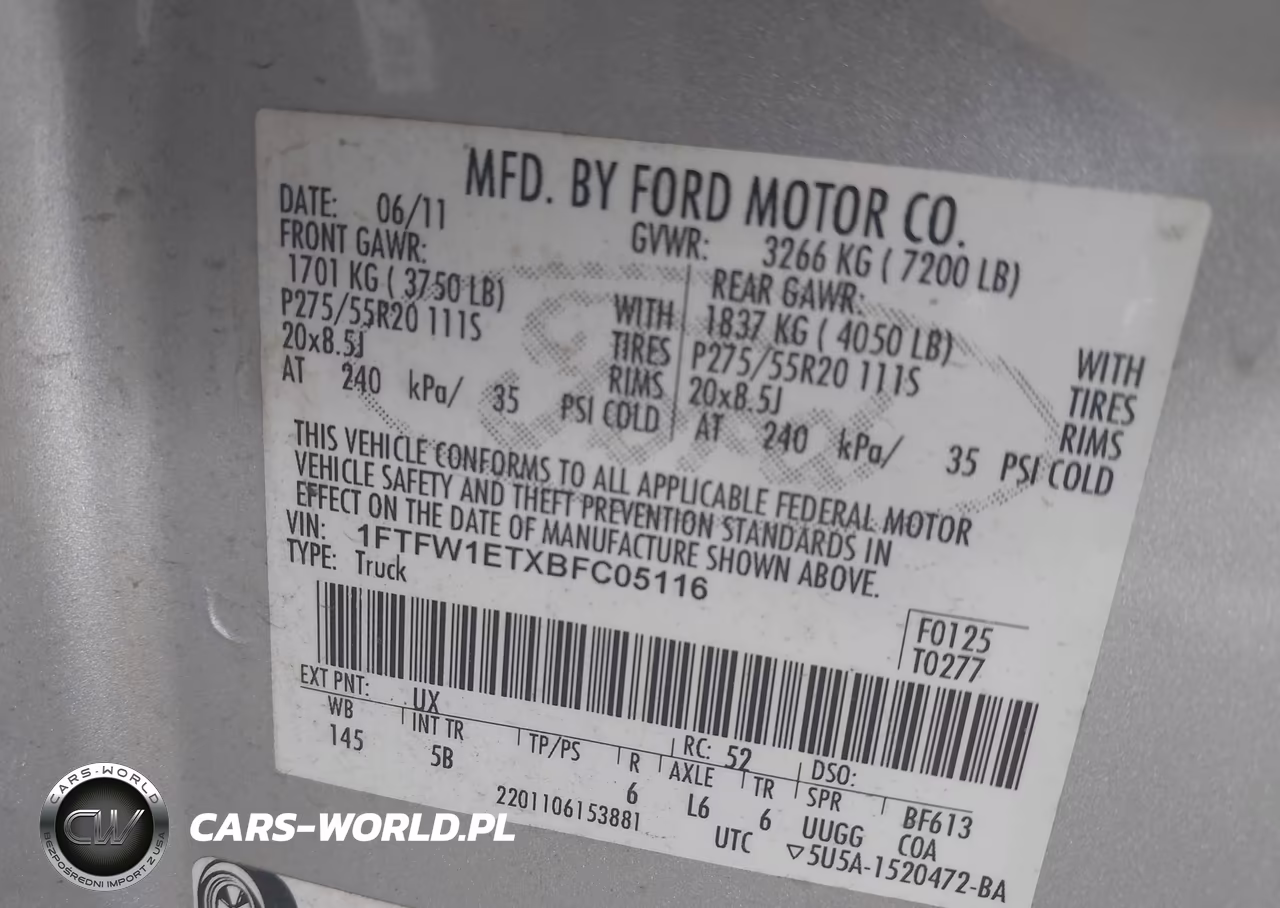 2011 Ford F-150 Fx4 VIN:1FTFW1ETXBFC05116 - 9