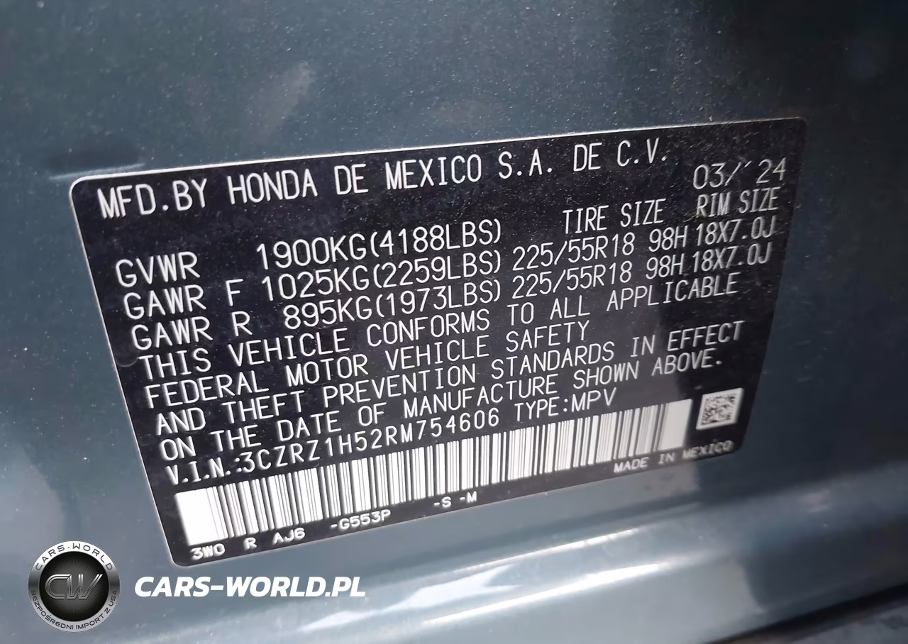 2024 Honda Hr-V 2Wd Sport-2Wd Sport W-O Bsi VIN:3CZRZ1H52RM754606 - 9