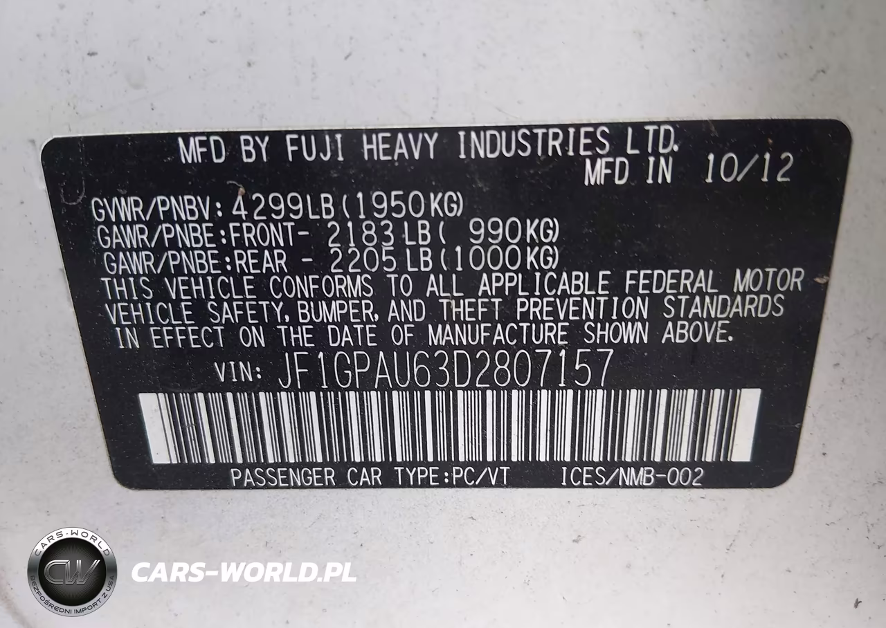2013 Subaru Impreza 2.0I Sport Limited VIN:JF1GPAU63D2807157 - 9