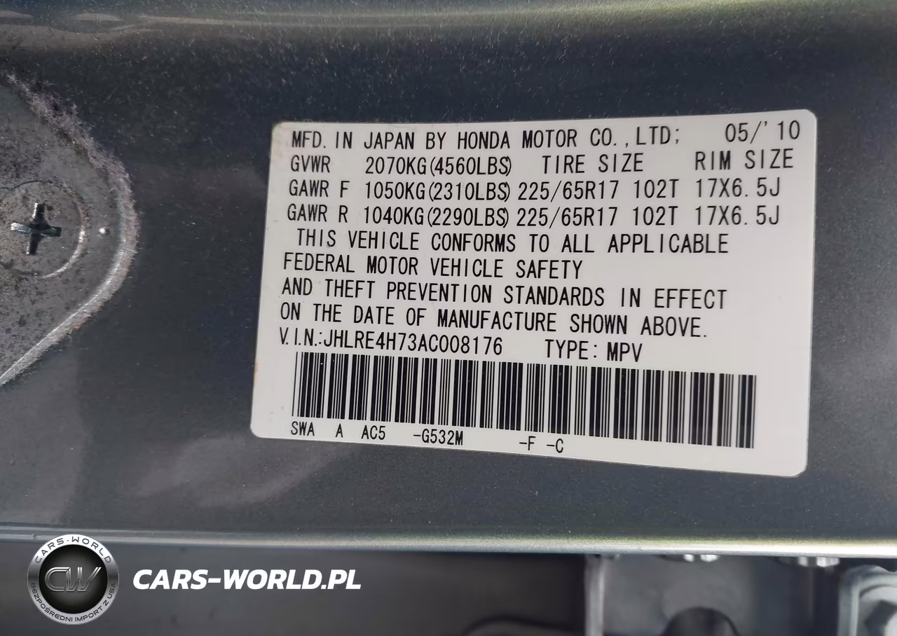 2010 Honda Cr-V Ex-L VIN:JHLRE4H73AC008176 - 9