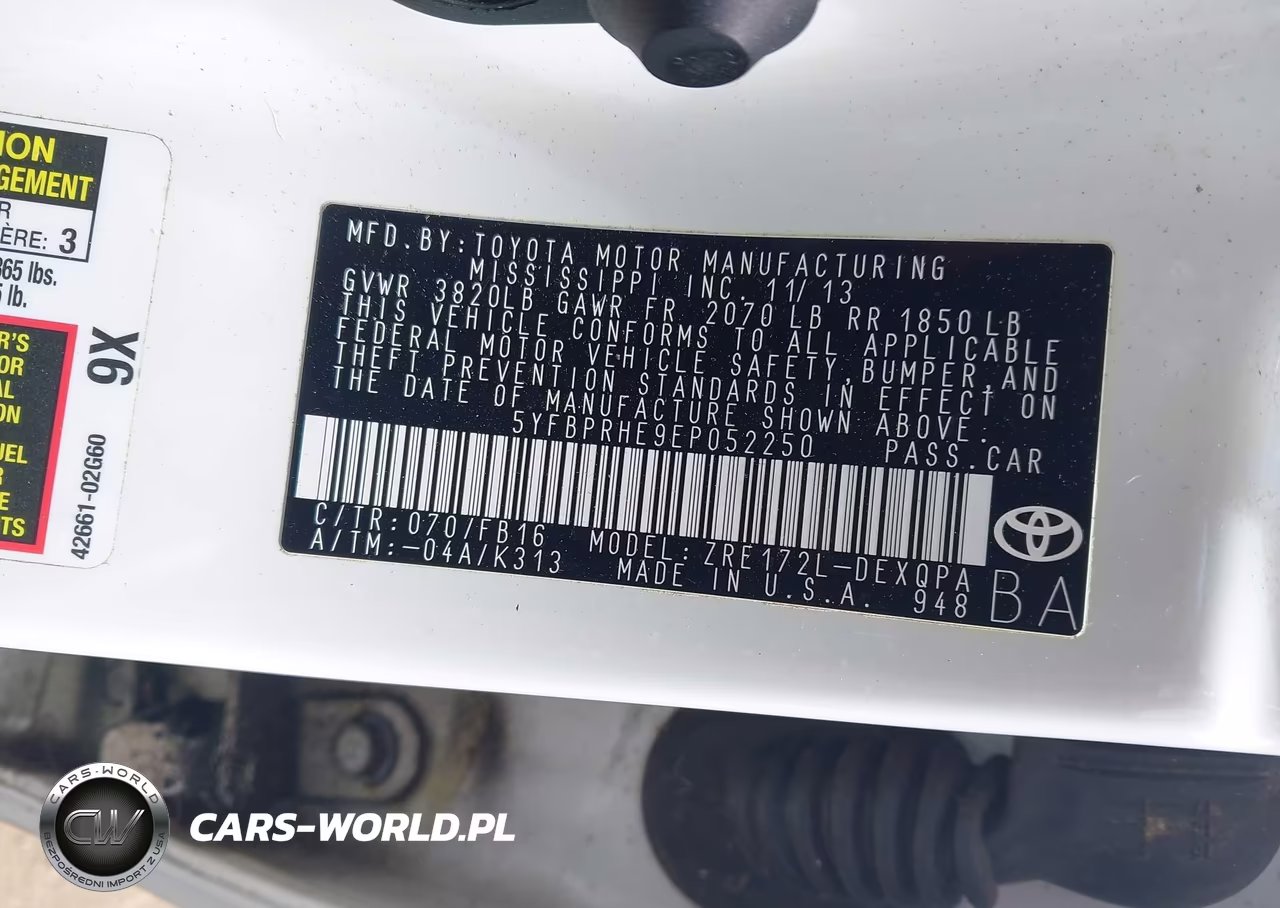 2014 Toyota Corolla Le Eco-Le Eco Plus-Le Eco Premium VIN:5YFBPRHE9EP052250 - 9