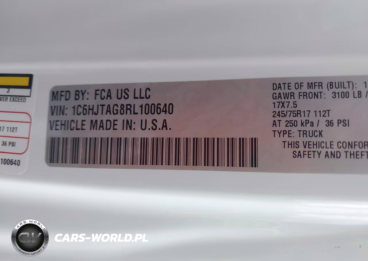 2024 Jeep Gladiator Sport VIN:1C6HJTAG8RL100640 - 9