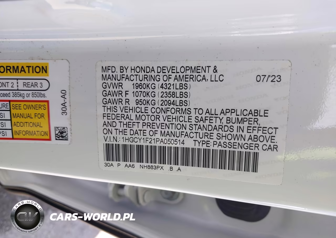2023 Honda Accord Lx VIN:1HGCY1F21PA050514 - 9