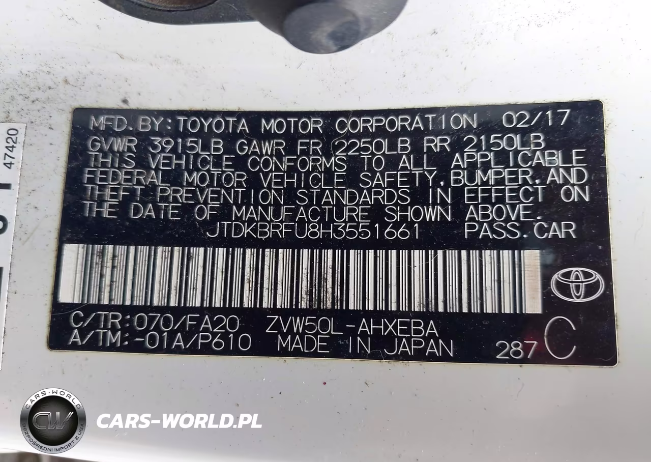 2017 Toyota Prius Two VIN:JTDKBRFU8H3551661 - 9