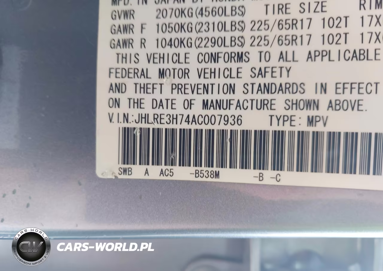 2010 Honda Cr-V Ex-L VIN:JHLRE3H74AC007936 - 9