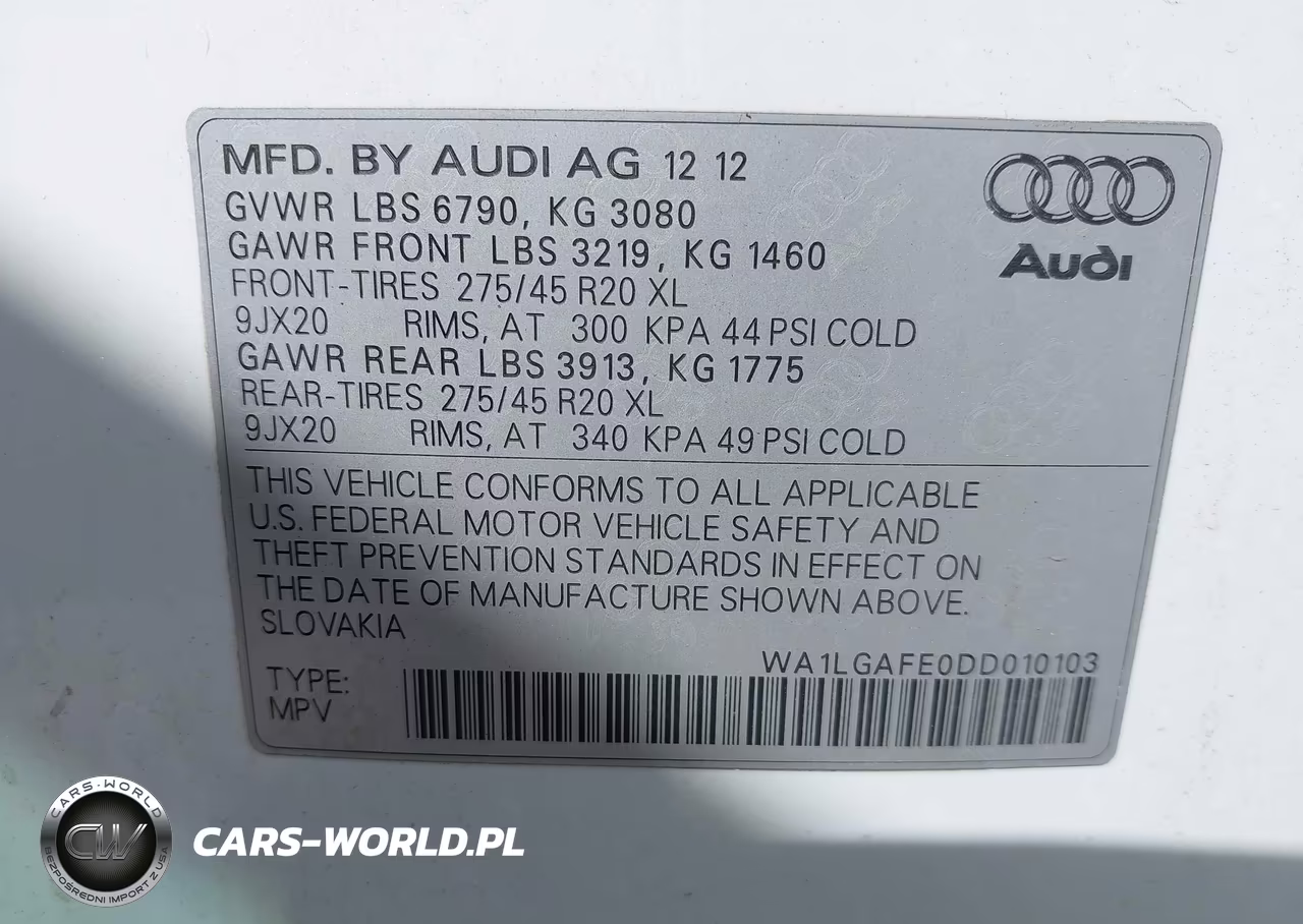 2013 Audi Q7 3.0T Premium VIN:WA1LGAFE0DD010103 - 9