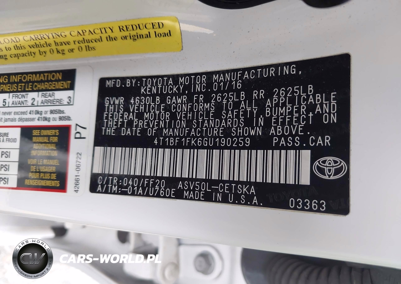 2016 Toyota Camry Se VIN:4T1BF1FK6GU190259 - 9