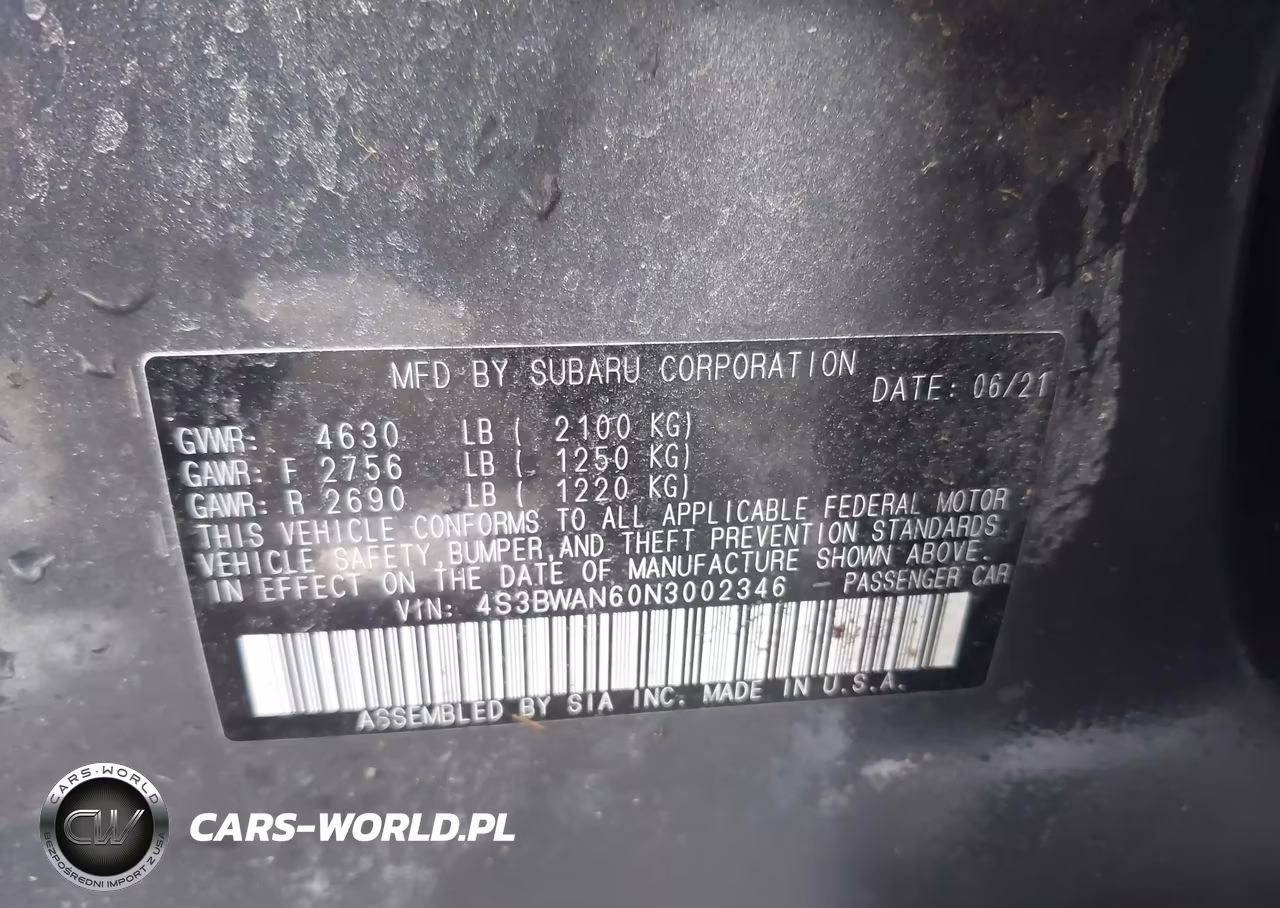 2022 Subaru Legacy Limited VIN:4S3BWAN60N3002346 - 9