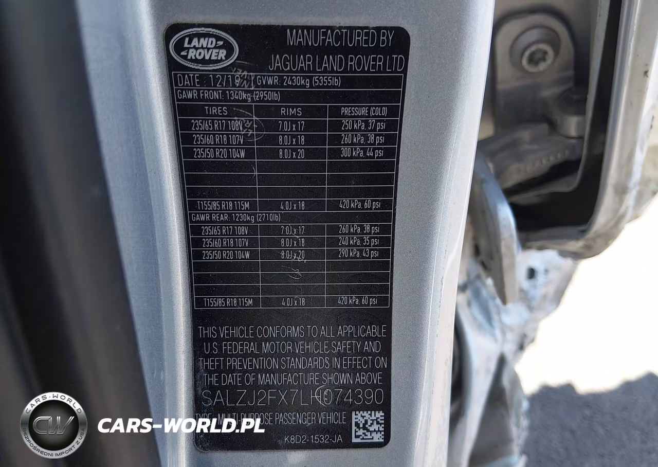 2020 Land Rover Range Rover Evoque S VIN:SALZJ2FX7LH074390 - 9