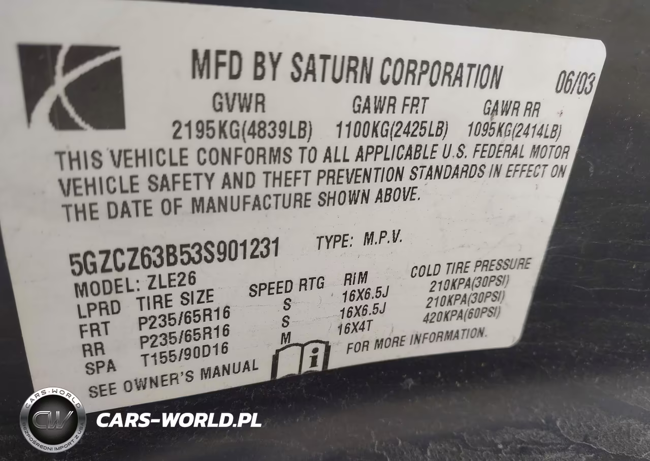 2003 Saturn Vue V6 VIN:5GZCZ63B53S901231 - 9