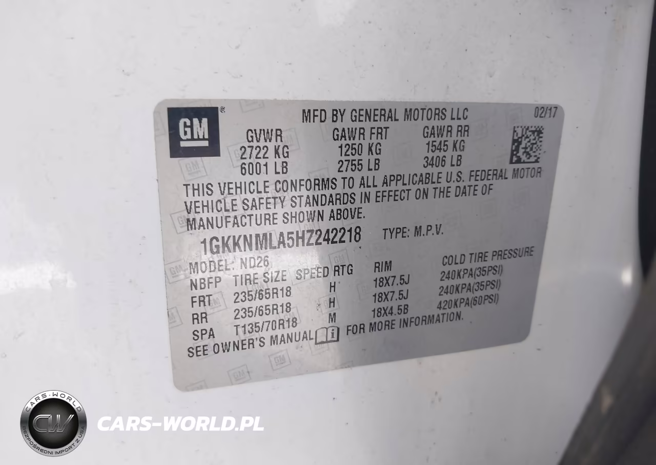 2017 GMC Acadia Slt-1 VIN:1GKKNMLA5HZ242218 - 9