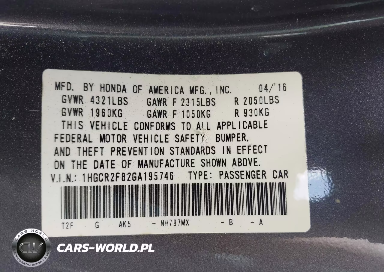 2016 Honda Accord Ex-L VIN:1HGCR2F82GA195746 - 9
