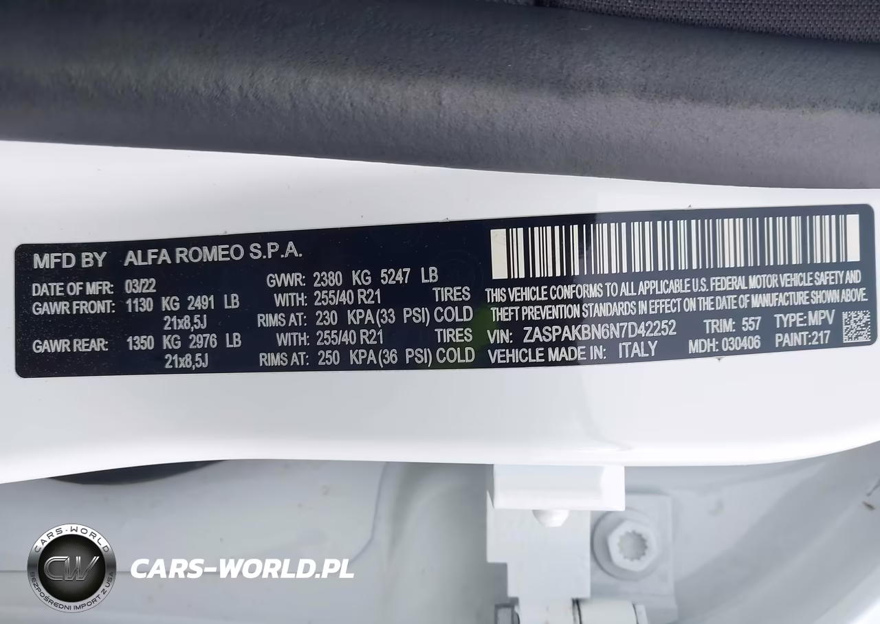2022 Alfa Romeo Stelvio Veloce Ti Awd VIN:ZASPAKBN6N7D42252 - 9