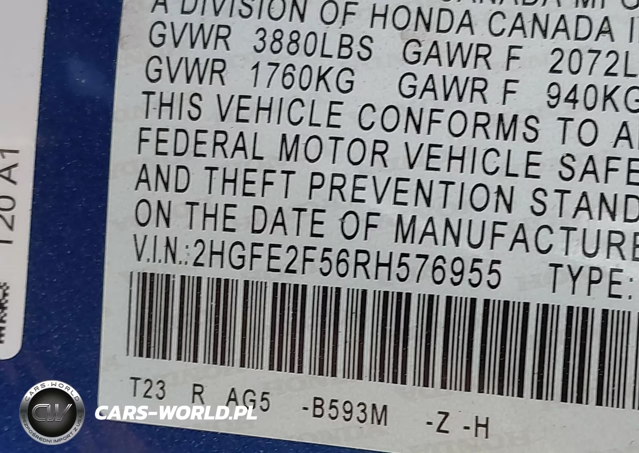 2024 Honda Civic Sport VIN:2HGFE2F56RH576955 - 9