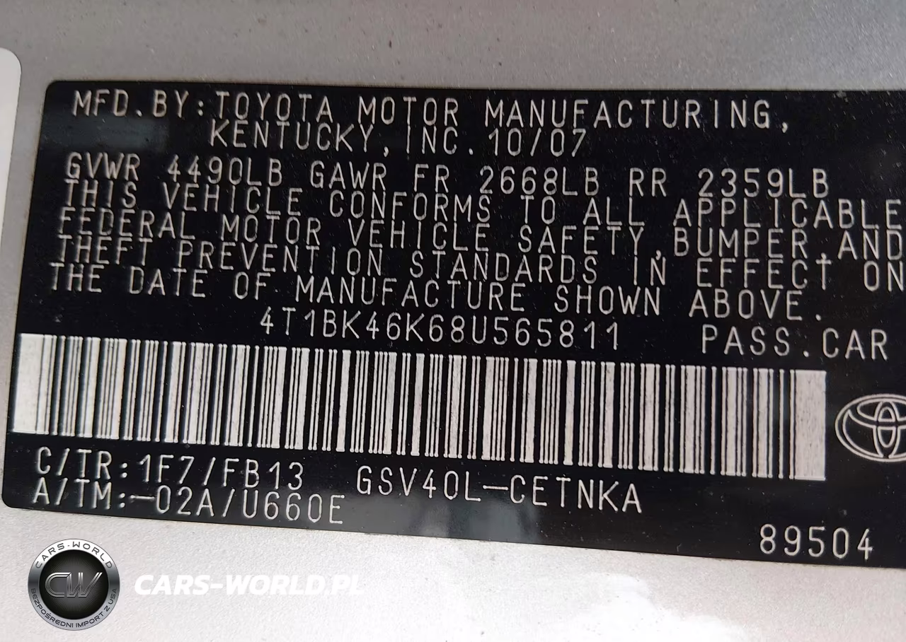 2008 Toyota Camry Le V6 VIN:4T1BK46K68U565811 - 9